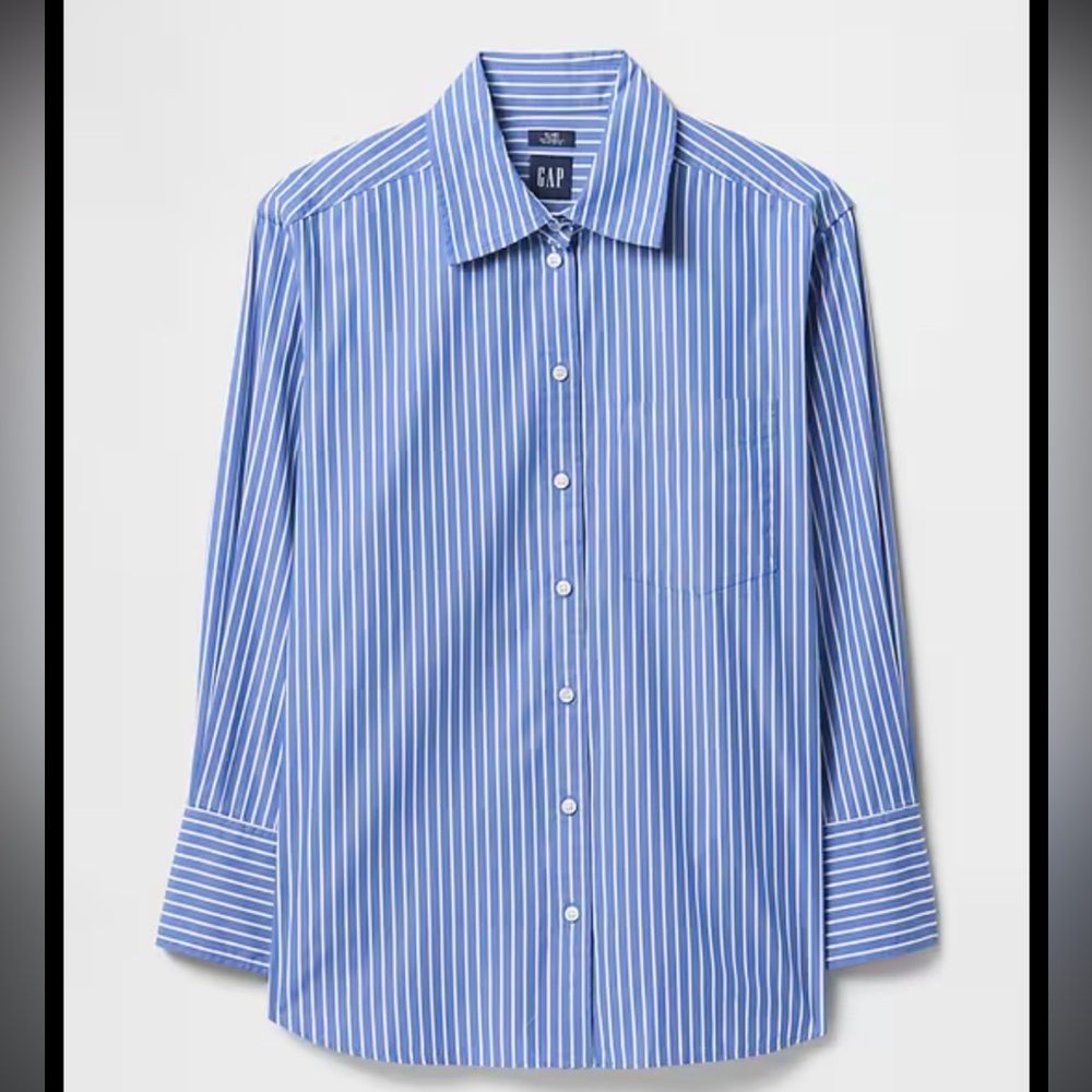 GAP Oversized Blue and White Striped Button Down Big Shirt